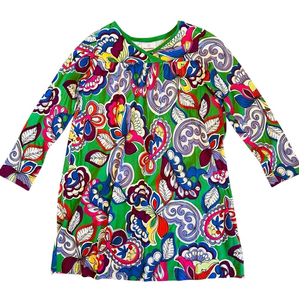 Hanna Andersson Girls Sz 10 Purple Tulip Heart Long Sleeve Dress Pullover Cotton